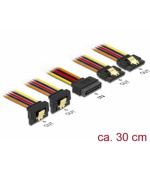 Delock Kabel SATA 15 pin napájecí samec s aretací > SATA 15 pin napájecí samice 2 x přímý / 2 x dolů 30 cm