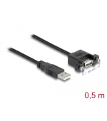 Delock Kabel USB 2.0 Typ-A samec > USB 2.0 Typ-A samice montážní panel 0,5 m