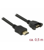 Delock Kabel HDMI-A samec > HDMI-A samice montážní panel 4K 30 Hz 0,5 m