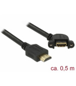 Delock Kabel HDMI-A samec > HDMI-A samice montážní panel 110° pravoúhlý 4K 30 Hz 0,5 m