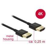 Delock Kabel High Speed HDMI s Ethernetem - HDMI-A samec > HDMI-A samec 3D 4K 0,25 m Slim High Quality