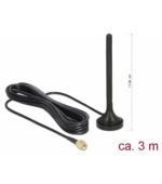 Delock LTE Anténa SMA samec 2 dBi všesměrová pevná s magnetickou základnou a připojovací kabel RG-174 3 m venkovní černý