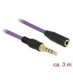 Delock Prodlužovací kabel audio stereo jack 3,5 mm samec / samice iPhone 4 pin 3 m fialový
