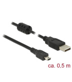 Delock Kabel USB 2.0 Typ-A samec > USB 2.0 Mini-B samec 0,5 m černý