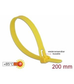 Delock Kabelové stahovací pásky pro opakované použití tepelne odolné D 200 x Š 7,5 mm 100 kusu žlutá