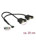 Delock Kabel USB 2.0 pin konektor samice 2,00 mm 10 pin > 2 x USB 2.0 Typ-A samice panel pro montáž 25 cm