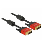 Delock Kabel DVI 24+1 samec > DVI 24+1 samec 5 m červený kovová spona