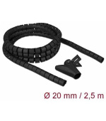 Delock Spirálová hadice se vtahovacím nástrojem 2,5 m x 20 mm, černá