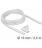 Delock Spirálová hadice se vtahovacím nástrojem 2,5 m x 15 mm, bílá