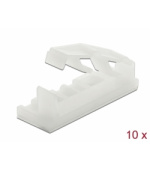 Delock Plochý držák kabelu se zajištovací sponou, samolepicí, šroubovací, prírodní, 10 ks