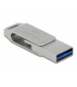 Delock Flash disk USB 3.2 Gen 1, USB-C™ + Typ-A, 128 GB - kovový kryt