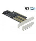 Delock Karta PCI Express x16 na 1 x M.2 Key B + 1 x NVMe M.2 Key M + 1 x mSATA - Low profile