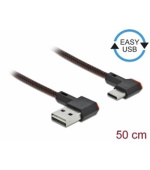 Delock Kabel EASY-USB 2.0 Typ-A samec na USB Type-C™ samec pravoúhlý levý / pravý 0,5 m černý