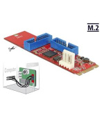 Delock Převodník M.2 Key B+M samec > 2 x USB 3.0 Pin konektor