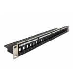 Delock 19” Keystone Patch Panel 24 Portů naklápěcích černý
