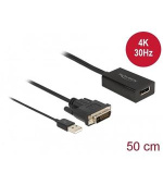 Delock Adaptér DVI samec na DisplayPort 1.2 samice černý 4K s funkcí HDR 50 cm