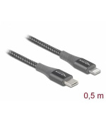 Delock Datový a nabíjecí kabel USB Type-C™ na Lightning™ pro iPhone™, iPad™ a iPod™ šedá 0,5 m MFi