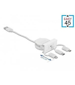 Delock Zatažitelný kabel modulu Easy 45 USB 2.0 typu 3 v 1 z USB Typu-A na USB-C™, Micro USB a Lightning, bílý