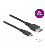 Delock Obousměrný kabel USB Type-C™ na DisplayPort (režim DP Alt) s certifikací 8K 60 Hz 1,5 m DP 8K