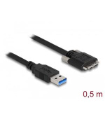 Delock Kabel USB 3.0 Typ-A samec na Typ Micro-B samec se šroubky 0,5 m