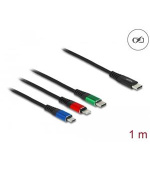 Delock Nabíjecí kabel USB 3 v 1 USB Type-C™ na Lightning™ / Micro USB / USB Type-C™, 1 m