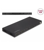 Delock Maticový přepínač HDMI ze čtyř vstupních portů HDMI na dva výstupní porty HDMI, 4K 60 Hz, s extraktorem zvuku