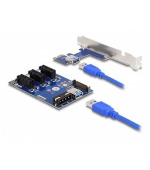 Delock Karta PCI Express Riser x1 na 3 x PCIe x1, s 50 cm USB kabelem