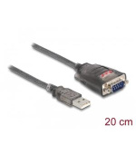 Delock Adaptér z USB 2.0 A na 1 x 9 pinový zástrčkový konektor RS-232 D-Sub s maticemi, se 3 x LED, délky 0,2m