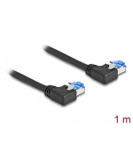Delock Síťový kabel rozhraní RJ45 Cat.6A, S/FTP, levý pravoúhlý, 1 m, černý