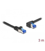 Delock Síťový kabel rozhraní RJ45 Cat.6A, S/FTP, přímý / levý pravoúhlý, 3 m, černý