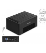 Delock Duální USB dokovací stanice pro 2 x HDD / SSD SATA s funkcemi klonování a mazání
