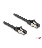 Delock RJ45 Plochý spojovací kabel ze zástrčky na zástrčku, Cat.8.1, ohebný, 2 m, černý