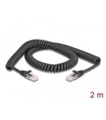 Delock Vinutý kabel rozhraní RJ45, ze zástrčky na zástrčku, Cat.5e, 2 m, černý