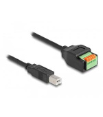 Delock Adaptér kabelu ze zástrčkového konektoru USB 2.0 Typu-B (samec) na svorkovnici, s tlačítkem, 15 cm