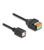 Delock Adaptér kabelu ze zásuvkového konektoru USB 2.0 Typu-B (samice) na svorkovnici, s tlačítkem, 15 cm