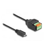 Delock Adaptér kabelu ze zástrčkového konektoru USB 2.0 Typu Micro-B (samec) na svorkovnici, s tlačítkem, 15 cm