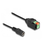 Delock DC adaptér ze zásuvky o rozměrech 5,5 x 2,1 mm na svorkovnici, s tlačítkem 15 cm