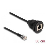 Delock Kabel ze zástrčky RJ12 na zásuvku RJ12 k instalaci, 30 cm, černý