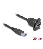 Delock Kabel typu-D, USB 5 Gbps ze zástrčky Typu-A na zásuvku Typu-A, černý, 20 cm