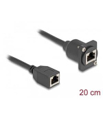 Delock Kabel RJ45 typu-D, ze zásuvky na zásuvku, Cat.5e, černý, 20 cm