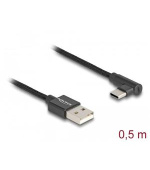 Delock Kabel USB 2.0 Typ-A samec na USB Type-C™ samec pravoúhlý 0,5 m černý