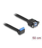 Delock Kabel USB 5 Gbps ze zásuvkového pinového konektoru, na 2 x zásuvky rozhraní USB 5 Gbps Typ-A, k  vestavění, 50 cm