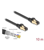 Delock Síťový kabel RJ45 Cat.6A zástrčky na zástrčku, S/FTP, černý, délky 10 m, Cat.7, silné tloušťky, vhodný pro průmysl