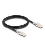 Delock Síťový kabel RJ45 Cat.6A S/FTP se sadou bezpečnostních sponek, 1 m dlouhý, černý