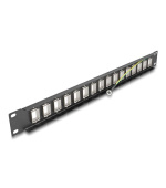 Delock 19” Keystone Patch Panel, 16 portů, 1U, černé