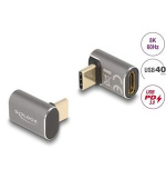 Delock USB Adaptér 40 Gbps USB Type-C™ PD 3.0 100 W samec na samice pravoúhlý 8K 60 Hz kovová