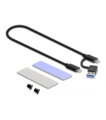 Delock Externí kombinované pouzdro USB Type-C™ pro M.2 NVMe PCIe nebo pro SATA SSD - beznástrojové