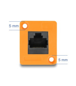 Delock Modul Typu D, ze zásuvky RJ45 na zásuvku, pravoúhlý, 90°, oranžový