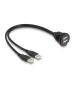 Delock Kabel USB 2.0, 2 x USB Typ-A zástrčky na 2 x USB Typ-A zásuvku, k vestavění, 1 m, černý
