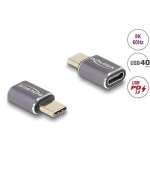 Delock USB Adaptér 40 Gbps USB Type-C™ PD 3.0 100 W samec na port samice 8K 60 Hz kovová